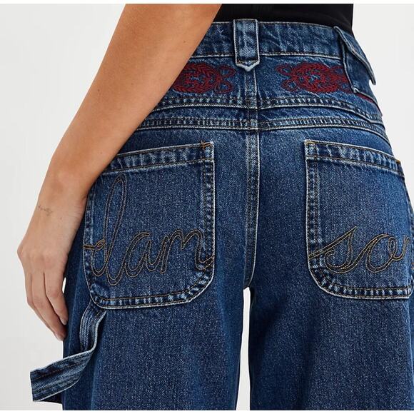 NEW Damson Madder Drew Jeans Embroidered Carpenter Pants - Picture 4 of 9